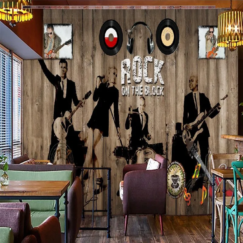 Пользовательские 3d обои ретро ностальгия любовь деревянные горки рок группа