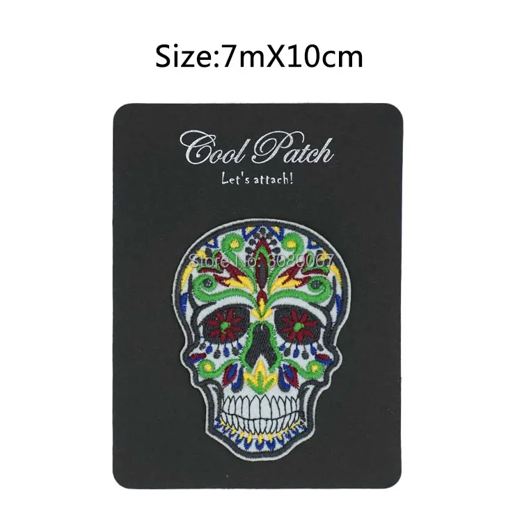 Хэллоуин Зеленый Череп Байкерский жилет клеевая заплатка ужас в готическом