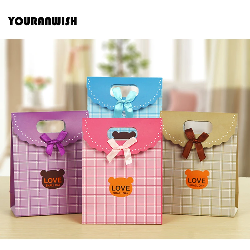 12 шт./лот розовый фиолетовый бумажный подарочный пакет для свадебного украшения