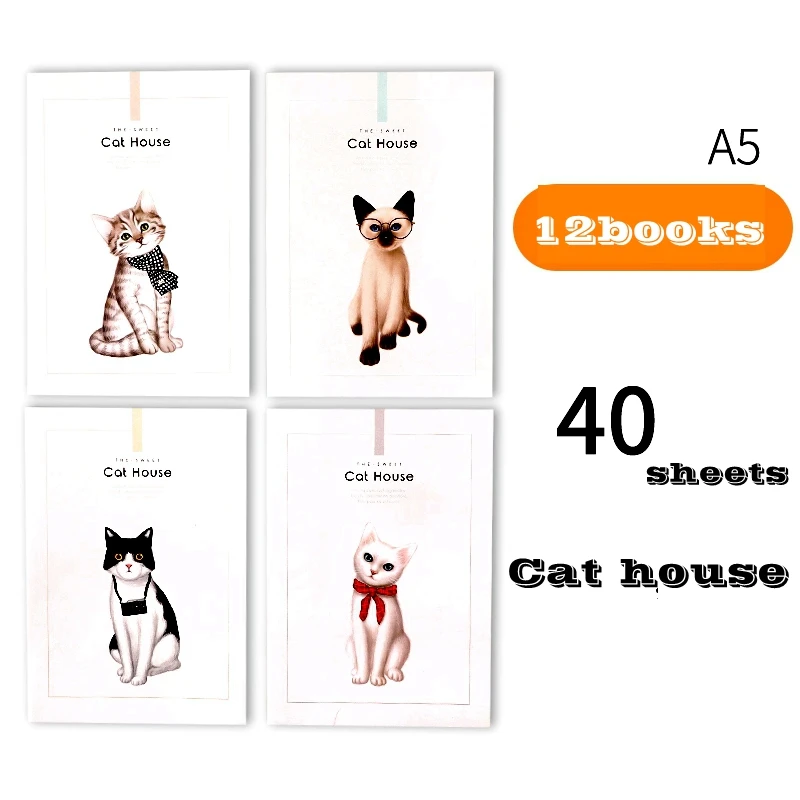 12 шт./лот Deli A5(210x148 мм) B5(250x175 мм) сшитая книжка Тетрадь написание книги мультфильм обложка книги студенческие дети Тетрадь s - Цвет: A5-40-Cat house