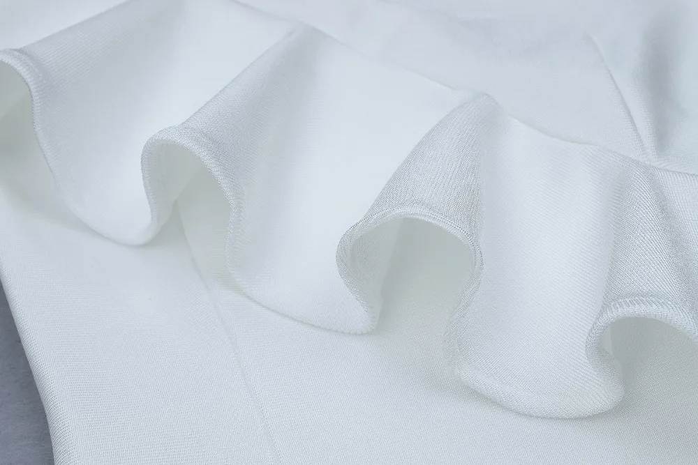 Однотонная телесная повязка, платье Vestidos, сексуальное, на одно плечо, белое, с оборками, Клубные вечерние платья