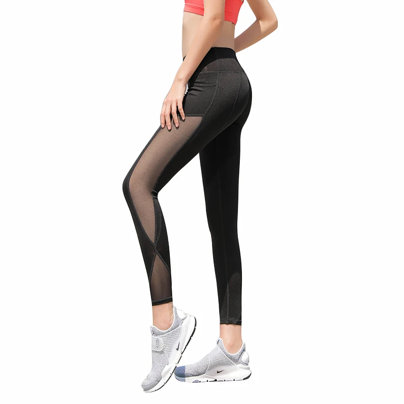 

CHRLEISURE High Waist Yoga Pants Mesh Gym Leggings Sport Women Fitness Breathable Sportswear Women Workout Squat Proof Leggings