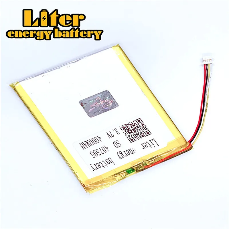 Разъем 1 0-4 P 3 7 V 407595 4000mah планшетный ПК дюймов MP4 MP5 литий-полимерный литий-ионный