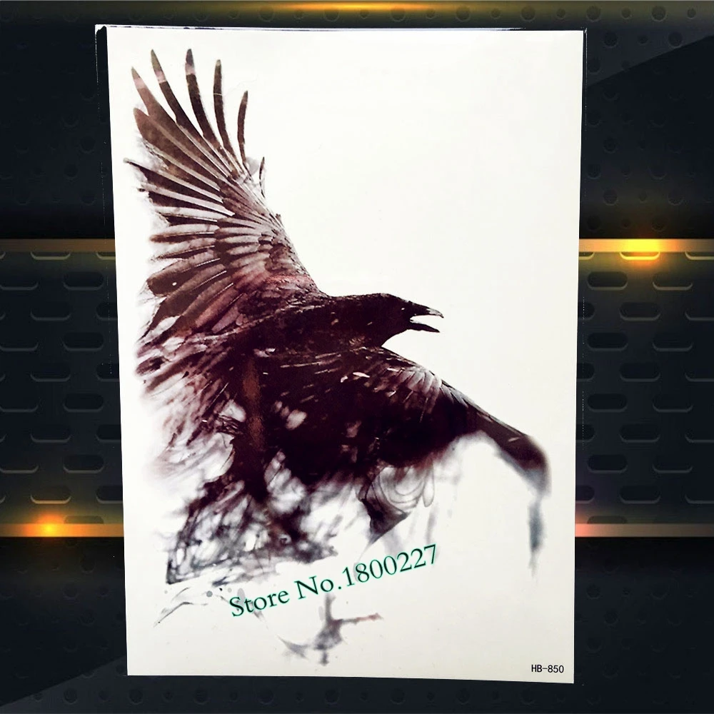 Временные татуировки Death Black Ealge Wing акварельные Имитационные водостойкие