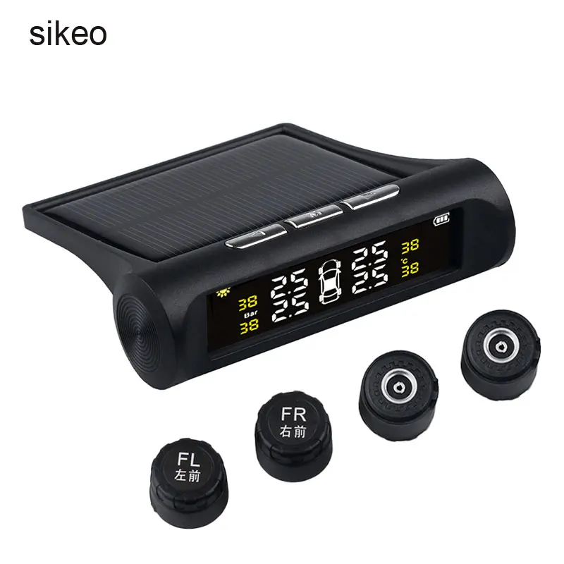 Sikeo автомобильная лампа солнечной зарядки TPMS цифровой ЖК-дисплей автомобильные