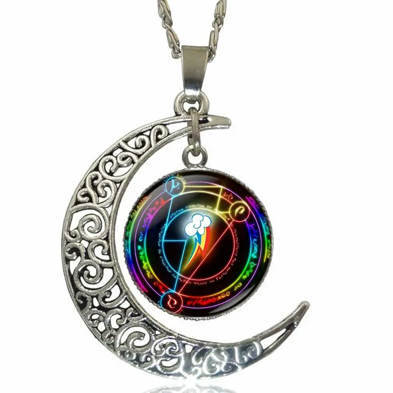 Винтажное ювелирное изделие Rainbow Dash светящееся ожерелье в форме полумесяца с