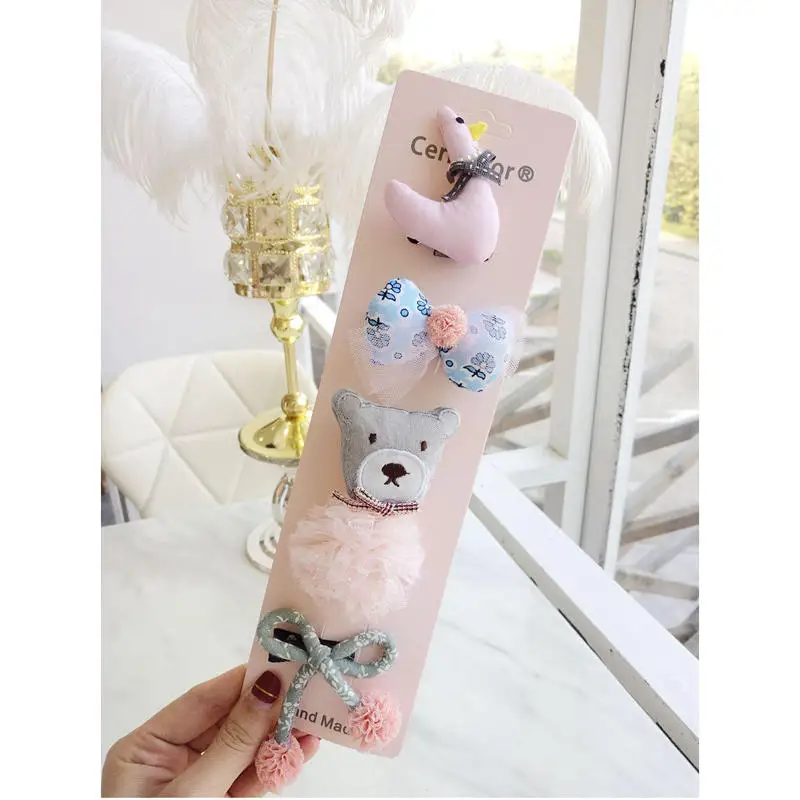 T11 Wecute/Милая заколка для волос; детская мультяшная ткань; ручная вышивка; корона; бант; Животные; заколки для волос; аксессуары для волос для маленьких девочек; 5 шт - Цвет: T11