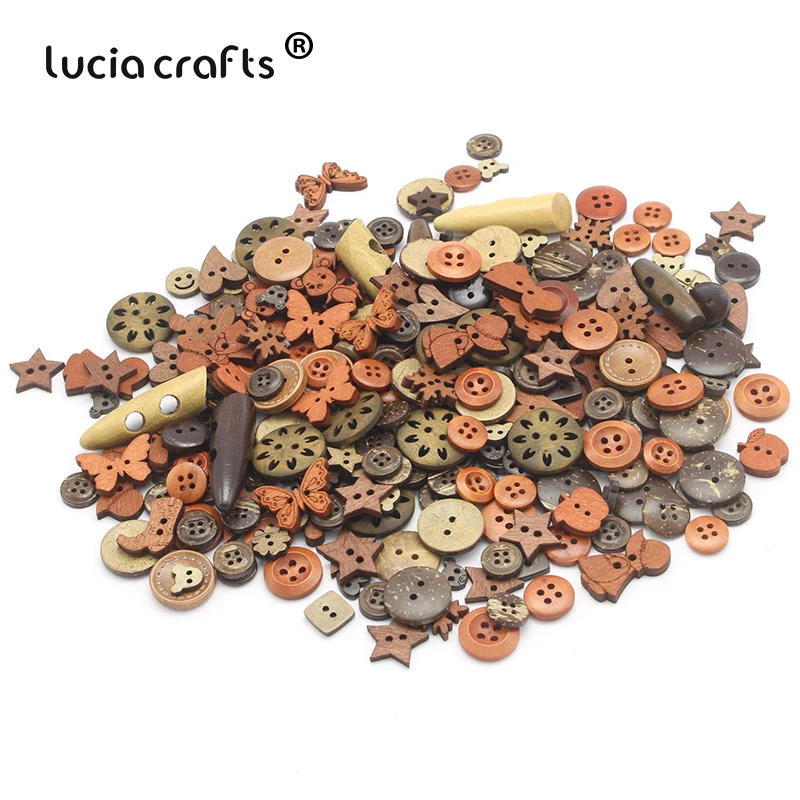 Lucia crafts 50 г/лот 10-46 мм различные формы Деревянные Кнопки DIY Скрапбукинг, поделки, шитье аксессуары для одежды E0106