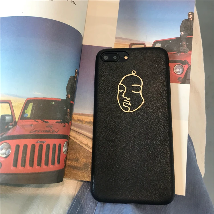 Модный кожаный 3D чехол для телефона для iphone 7 Чехол для iphone X 6 6S 8 Plus XR XS MAX задняя крышка Ретро чехол s Capa - Цвет: Черный