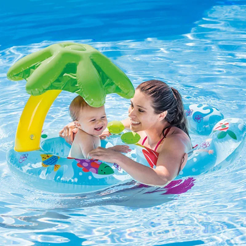 

Baby Swimming Ring Inflatable Circle Pool Float Party Pool Toys Kids Sunshade Safety Seat With Mother Water Mattress Children