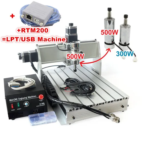 [ЕС доставки НДС] 3-Axis 500W 3040Z-DQ Параллельный/USB Порты и разъёмы для рабочего стола шариковый винт 3040 фрезерный станок с ЧПУ Гравировальный фрезерный станок 220V - Цвет: 3040 USB(500W)