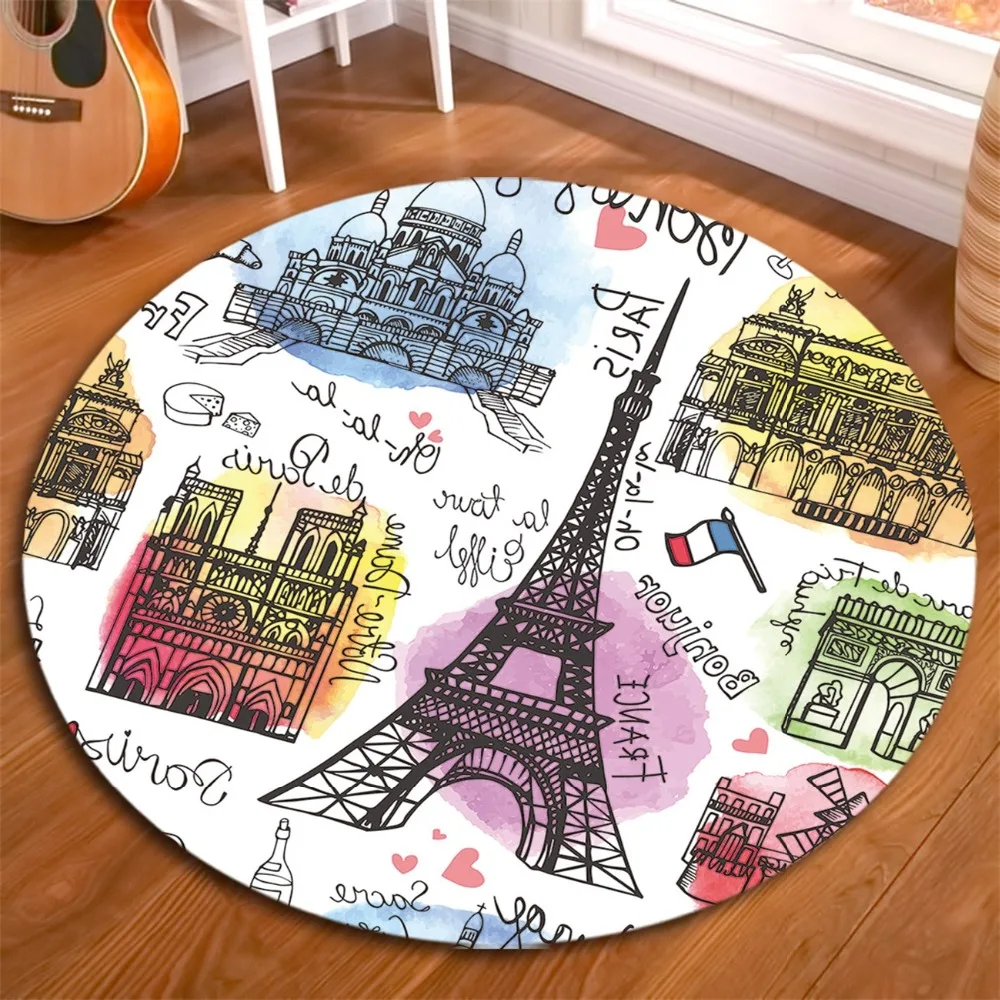 Парижская башня круглые ковры и для путешествий детей дома гостиной хрустальные