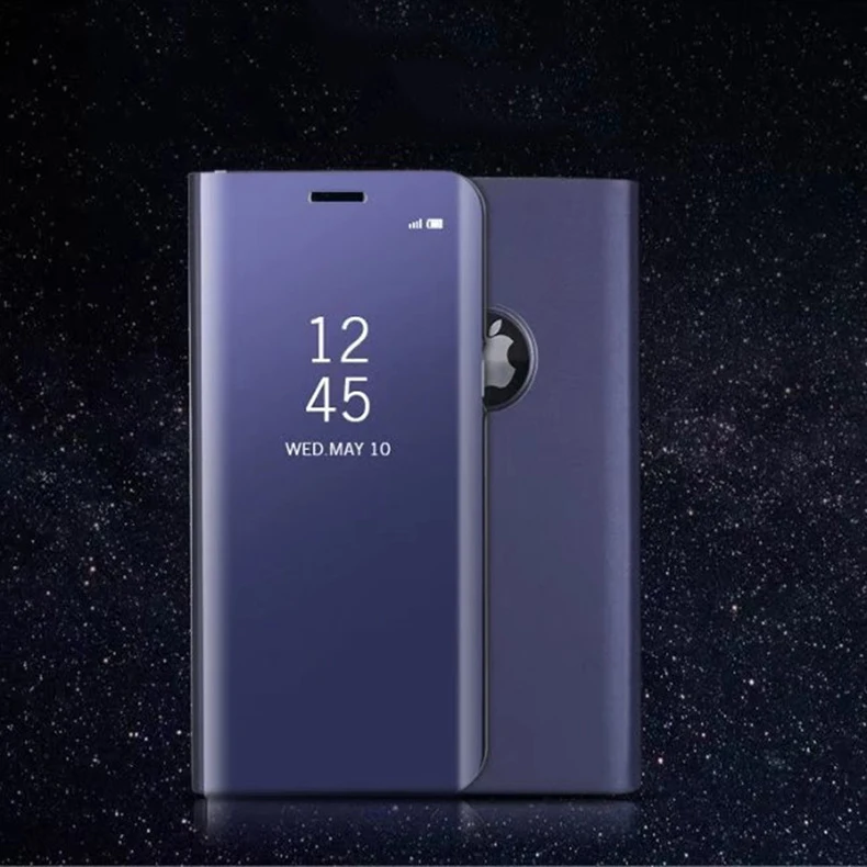 Clear View зеркало смарт-чехол для samsung A6 A8 J3 J5 J7 A3 A5 A7 S8 S9 кожаный флип-чехол футляр с подставкой для iPhone 7 8 6 Plus X Чехол