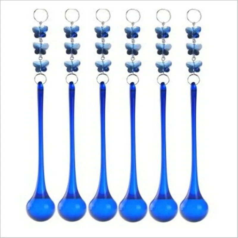 

Hot Sale 200pcs/Lot,20x80mm Blue Crystal Glass Raindrop Prism Pendant With 3 Butterfly Beads&Ceiling Light , Chandelier Prism