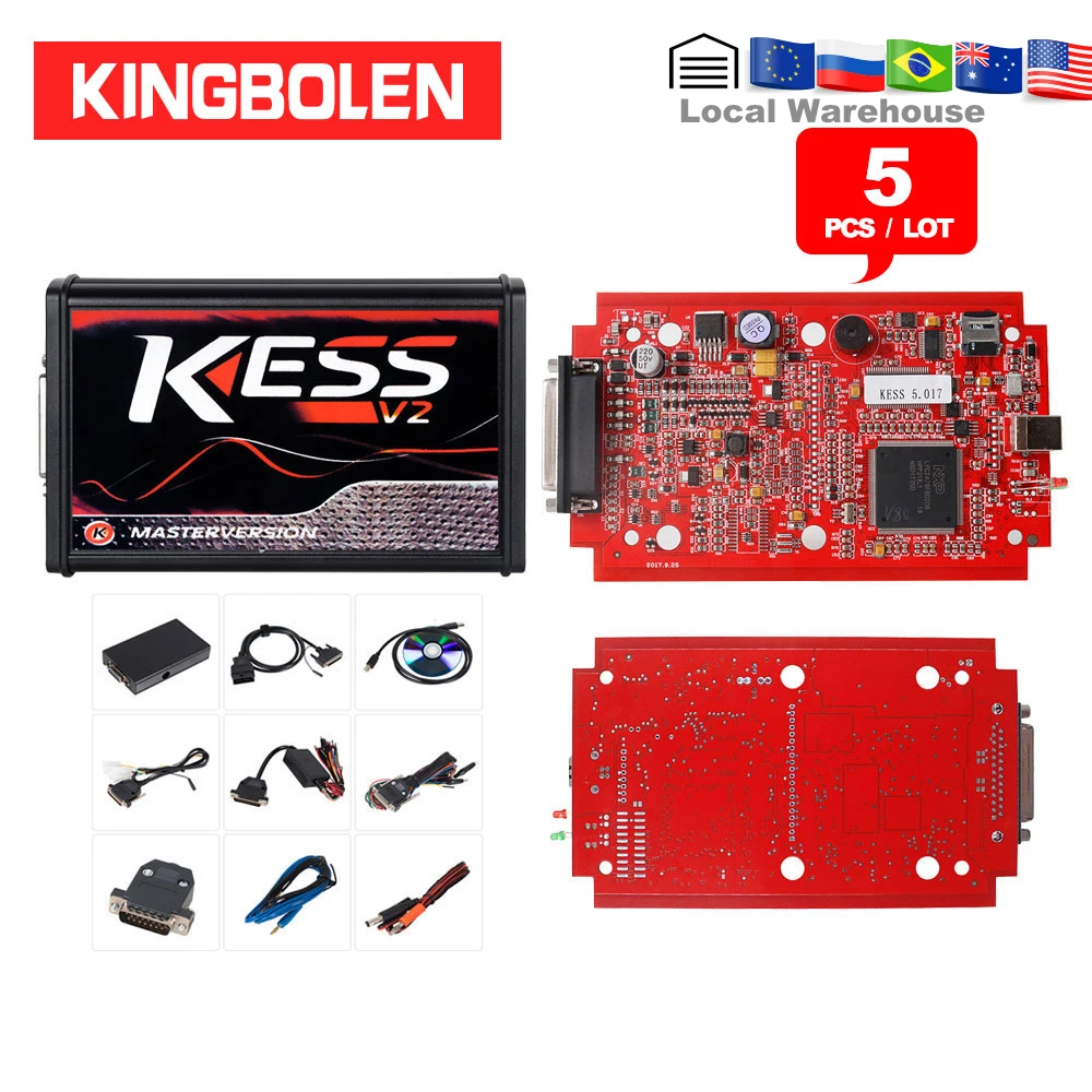 5 шт./лот KESS V2 Master V5.017 V2.23/V2.47 Ktag V7.020 V2.25 красный PCB без жетона лимит автомобиль/трактор/велосипед ЭБУ инструмент программирования OBD2