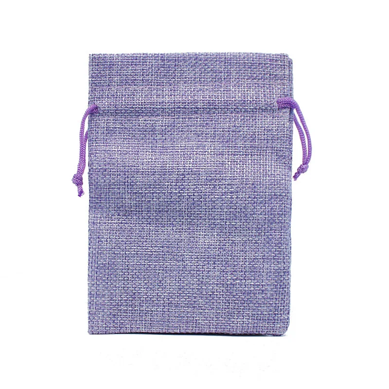 Purple-4 50 шт./лот, шнурок, натуральная Мешковина, джутовые подарочные сумки, много размеров, упаковка для ювелирных изделий, свадебные сумки с мешочком для конфет, можно изготовить логотип на заказ - Цвет: Purple-4