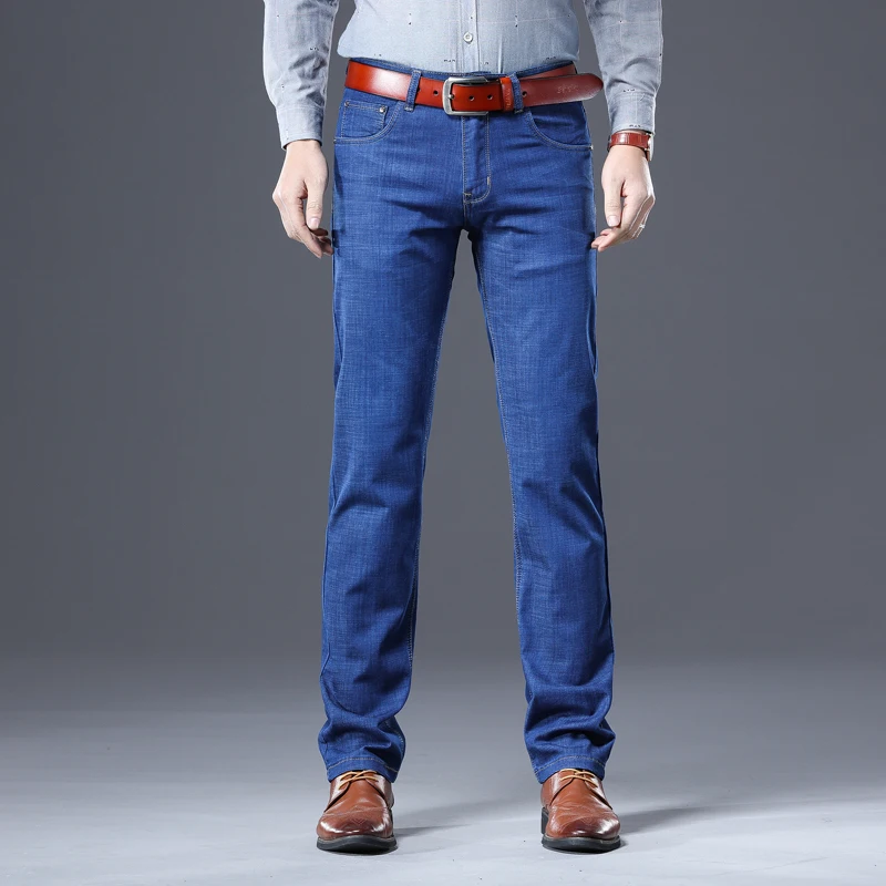Мужские джинсы KSTUN Синий Классический прямой эластичный Повседневный светильник