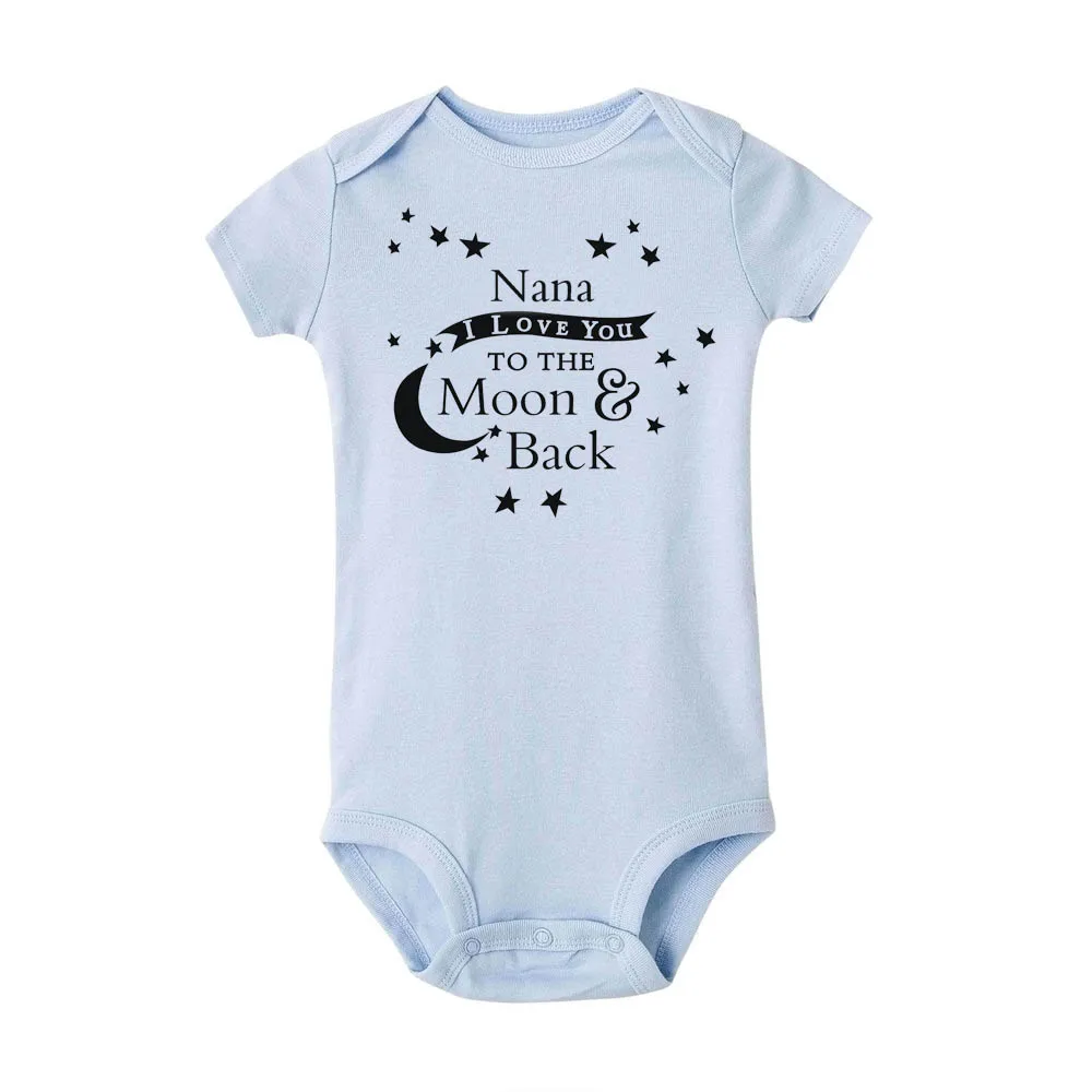 R335-SRPLB- Детские комбинезоны с надписью «I love NANA to the moon and back» для девочек и мальчиков, одежда с короткими рукавами для новорожденных, Комбинезоны и комбинезоны детская одежда - Цвет: R335-SRPLB-
