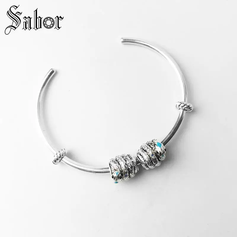 Тибетский серебряный зеленый синий Змеиный бисер панк DIY Карма этнические