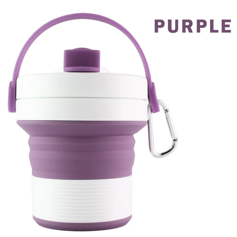 purple 450 мл Пищевая силиконовая кофейная чашка складная телескопическая дорожная чашка для воды Портативная Складная складная бутылка для воды - Цвет: purple