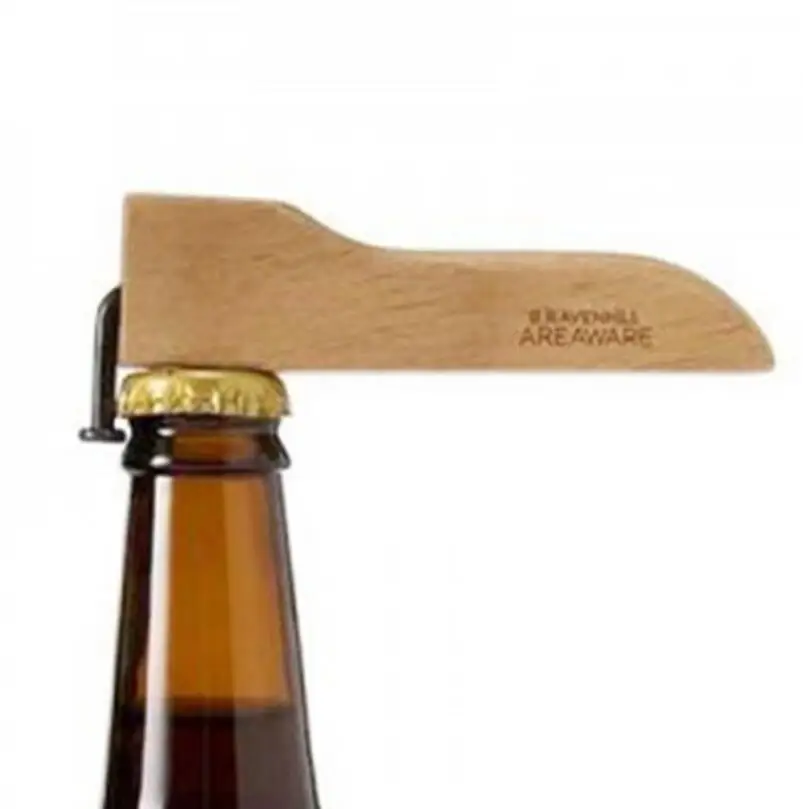 

Creative Magnet Beer Bottle Corkscrew Coke Juice Beverages Opener Wooden Handle With Nail Design LX4064