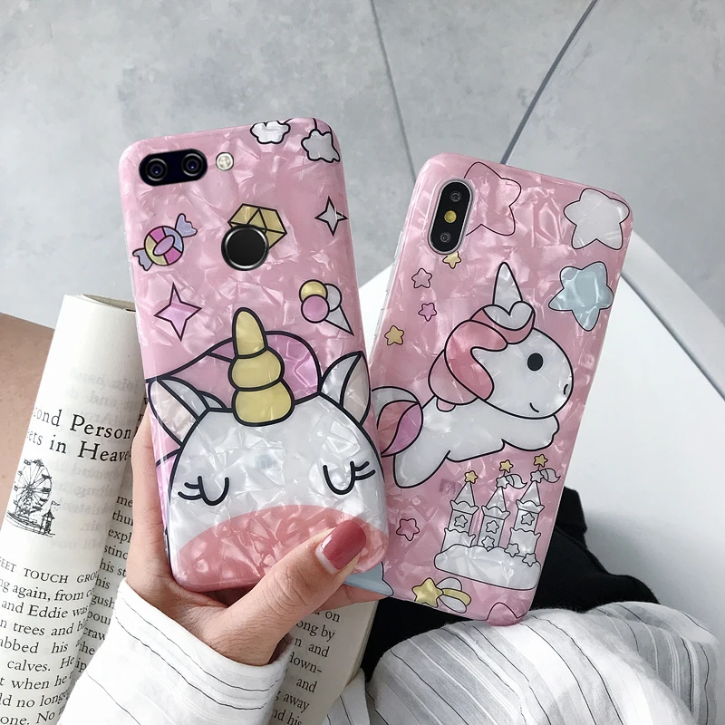 Pink Cute Cartoon Unicorn Phone Case For Huawei Nova 2 3 4 huawei 2s plus 3i Cover Fashion Shell Soft |