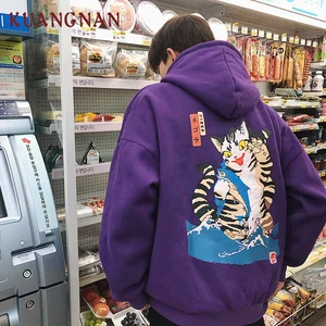 KUANGNAN Harajuku стильные толстые мужские толстовки Японская уличная одежда мужская толстовка в стиле хип-хоп толстовка мужская одежда 2018 толстовки с капюшоном