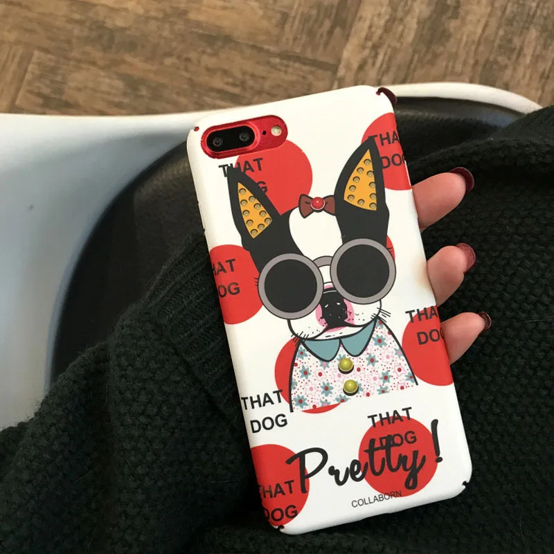 POBLU милые очки собака Телефон чехол для iphone 7 6s 8 Plus Мода Смешные животные бульдог