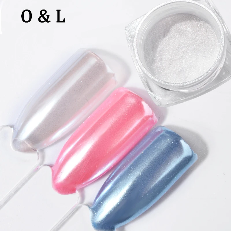 1 Box Diamond Перл Русалка порошок 2 г Сияющий белый Nail Art Блеск пыли DIY украшения