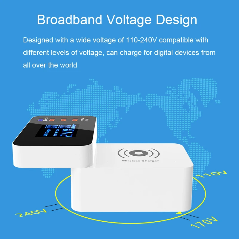 QI Беспроводное зарядное устройство Quick Charge 3,0 Smart usb type C зарядная станция светодиодный дисплей адаптер питания для быстрой зарядки настольное зарядное устройство