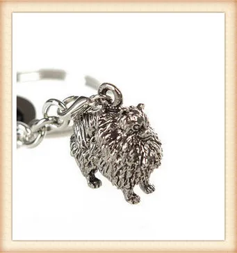 Новая мода ручная работа цепочка для ключей с животными милая Померанская собака