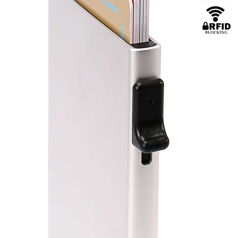 

RFID New Vintage Credit Card Holder Men Aluminum Alloy Metal Business ID Leather Cardholder Man Slim Smart Case Wallet for Gift