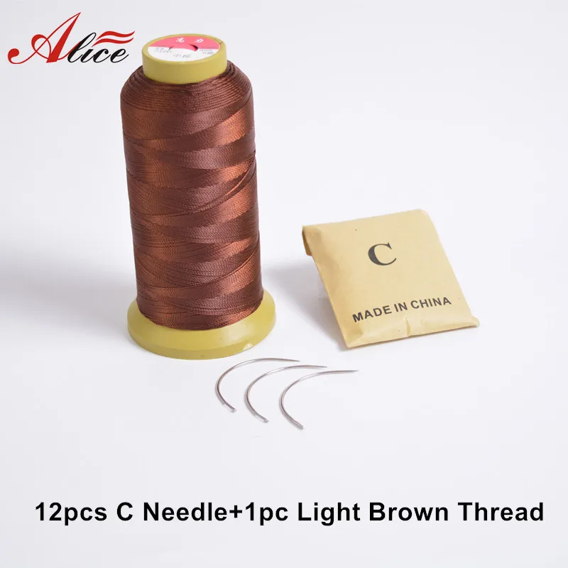 

12pcs C Needle+1pc Light Brown Weaving Threads for machine weft hair extension professional hair accessories & Tools
