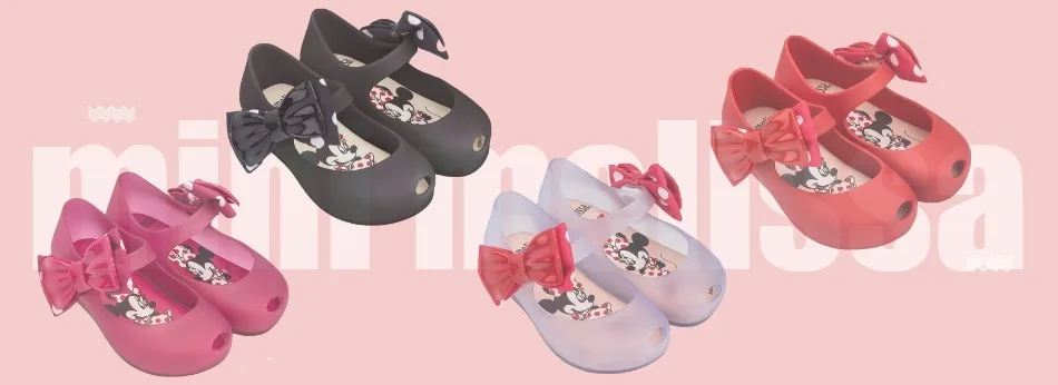 Mini Melissa/оригинальные Ultragirl+ Minnie II, новинка года, пластиковые сандалии для девочек с бантом, детские сандалии Melissa/детские Нескользящие туфли