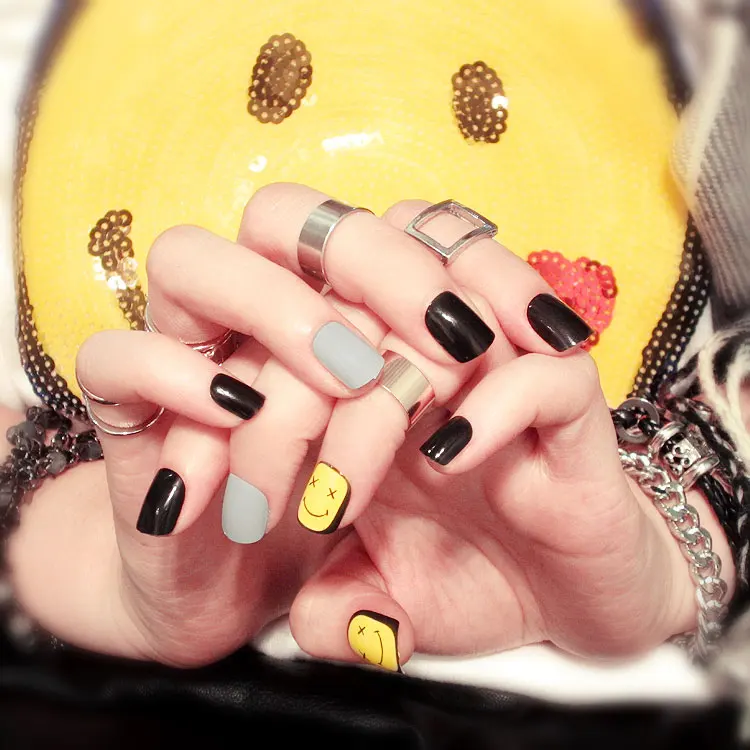 24 шт. накладные ногти с улыбающимся лицом|nails short|false nailsfalse nails short |