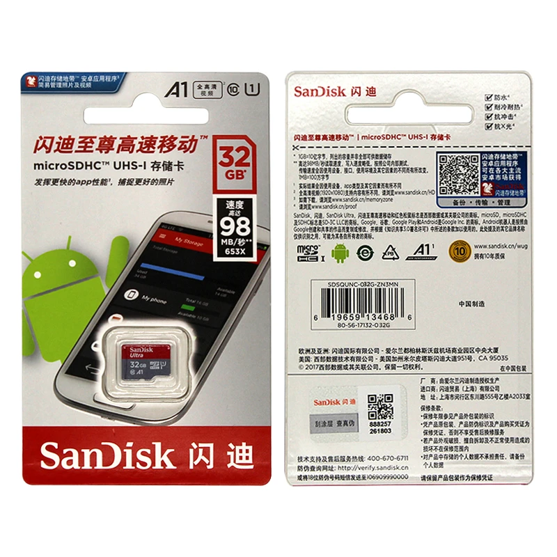 Реальная емкость Sandisk Карта Micro Sd Class10 16 ГБ 32 ГБ 64 ГБ 128 ГБ 80 МБ/с. TF карта карты памяти флэш-памяти stick