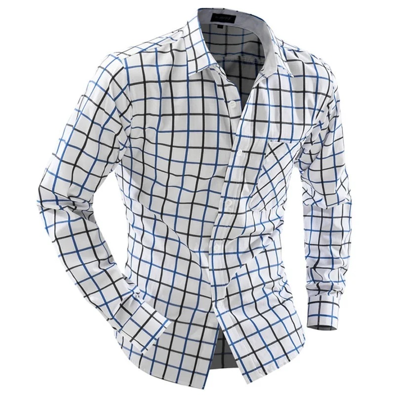 Рубашки повседневная мужской Slim Fit в хит Цвет плед мужские Camisas 2 вида цветов