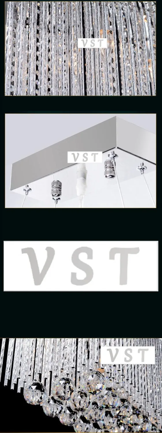 Роскошная прямоугольная хрустальная подвессветильник люстра потолочная лампа