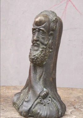 huij 008915 6&quotSino ancient Bronze Withered bark Bodhidharma Da Mo head Master Of Zen Statue |