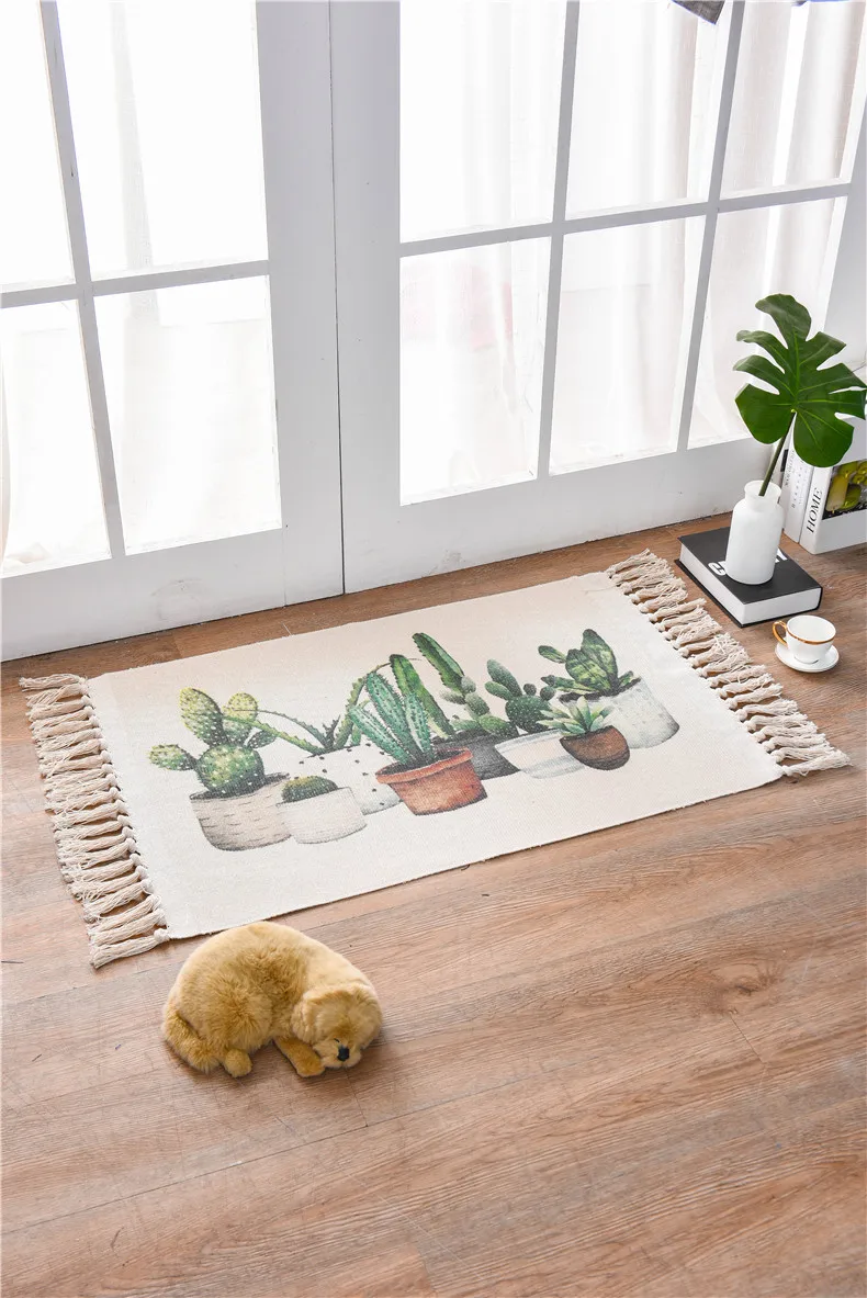 Morroco Carpet For Living Room Bedroom Rug Cotton Tassels Sofa Dyed Table Ruuner Bedspread Tapestry Home Decoration 60X90cm size