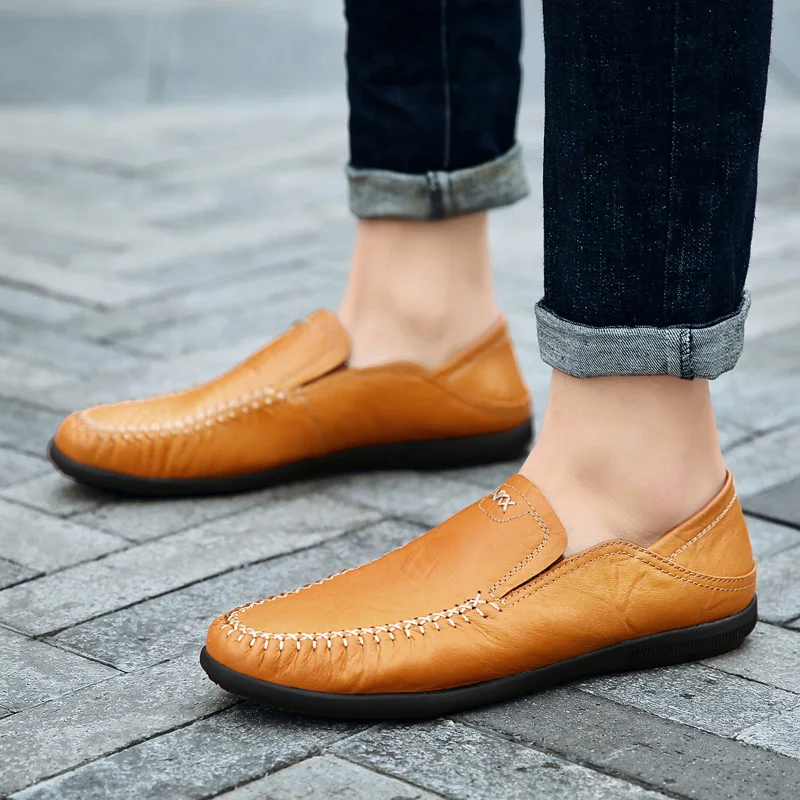 Мужская обувь Лоферы 2018 летняя кожаная мужские итальянские мокасины ручной