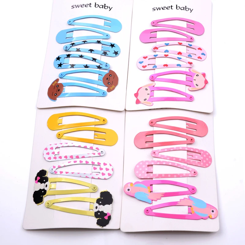6 шт./компл. заколки для волос с мультяшными животными принтом собак и фламинго