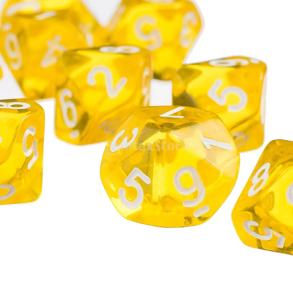 D10 10-сторонняя игральная кость из драгоценного камня для ролевых игр Подземелья и Драконы набор из 10 кубиков
