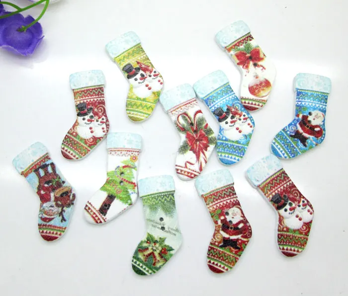 50 шт. разноцветные рождественские ботинки Рождественская серия деревянные