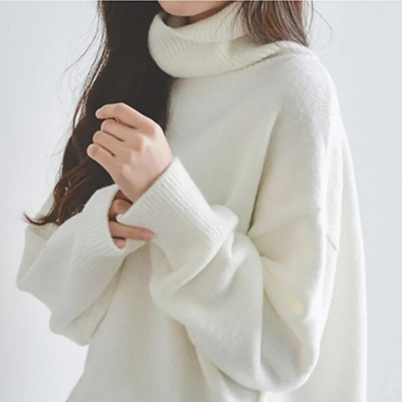 21Club Thick section Turtleneck Sweater 2017 New Autumn Winter Loose Pllouvers Tops Plus Size Famous Brand Women White Sweaters | Женская
