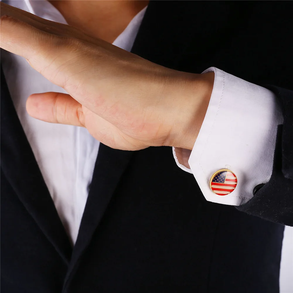 Американский флаг круглый классический запонки для мужчин Оптовая Продажа