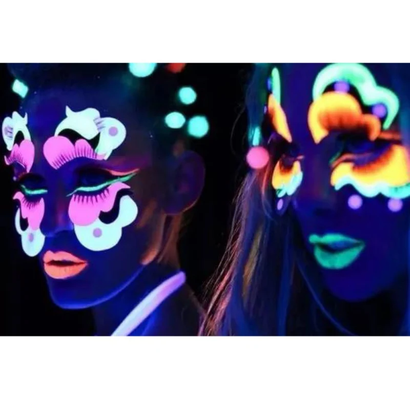 Неоновая краска для тела и лица на Хэллоуин макияж УФ реактивная мигающая