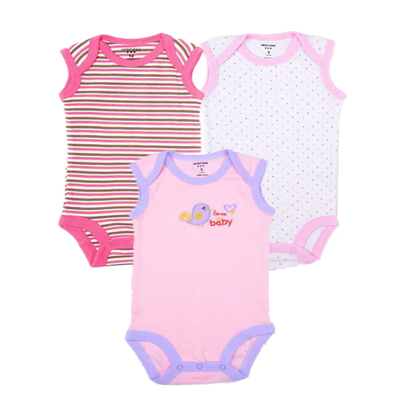 3 шт./лот одежда для маленьких девочек летние хлопковые Боди без рукавов