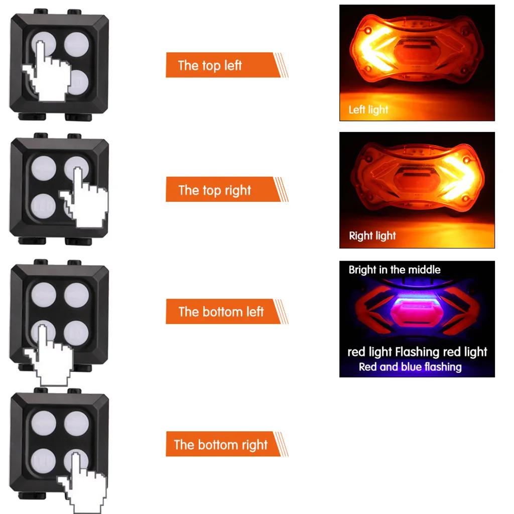 New Wireless remote control of bicycle taillights Bike Rear LED Tail Light USB Remote Control Turn Signals A30520 | Спорт и