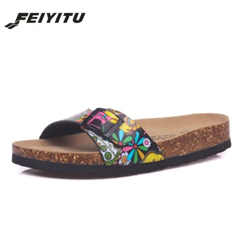 2018 летние пробковые тапочки FeiYiTu мужские повседневные пляжные шлепанцы разных